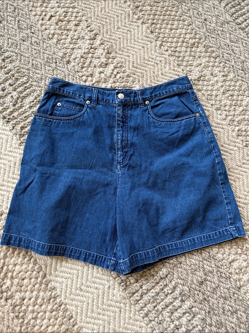 Talbots Blue High-Rise Denim Shorts size 12 lightweight five pocket